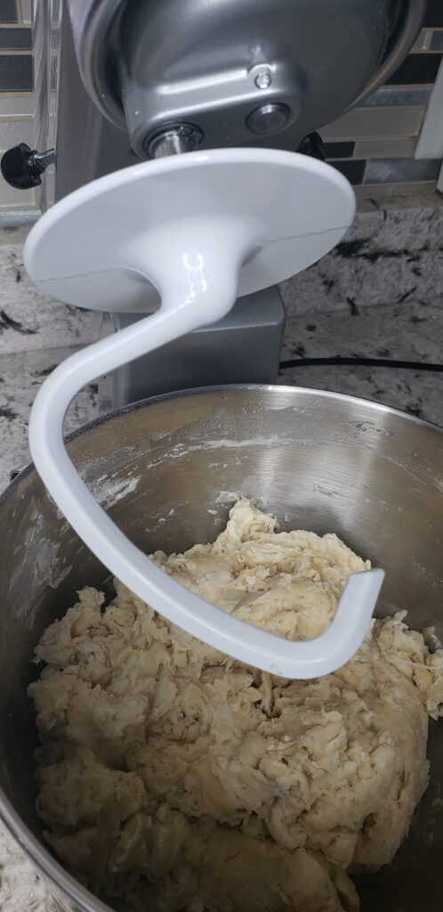 Mixing the bread dough